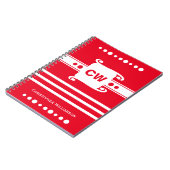 Rood en wit voeg initiaal naam gestreept toe notitieboek (Linkerzijde)