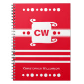 Rood en wit voegen initialen met streepjescode toe notitieboek (Voorkant)