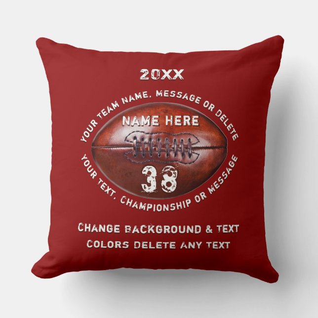 Rood en Wit, Voetbal Cadeaus of Uw Kleur, Tekst Kussen (Voorkant)