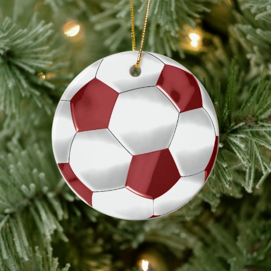Rood en wit Voetbal Keramisch Ornament (Boom)