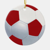 Rood en wit Voetbal Keramisch Ornament (Voorkant)