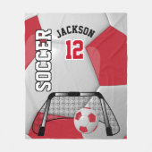 Rood en wit Voetbal met DIY-tekst Fleece Deken (Voorkant)