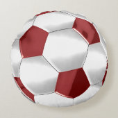 Rood en wit Voetbal Rond Kussen (Voorkant)