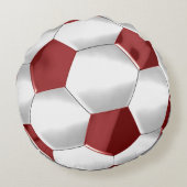 Rood en wit Voetbal Rond Kussen (Achterkant)