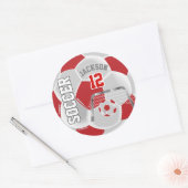 Rood en wit Voetbal Ronde Sticker (Envelop)