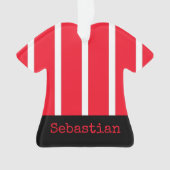 Rood en wit Voetbal Rugby Kerst Ornament (voorkant)