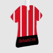 Rood en wit Voetbal Rugby Kerst Ornament (voorkant)