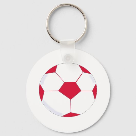 Rood en wit Voetbal Sleutelhanger (Voorkant)
