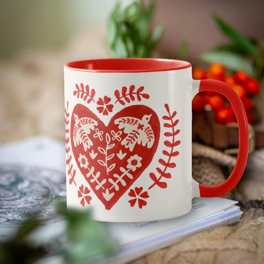 Rood en Wit Volkskunst Hart Mok