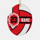 Rood en wit Volleybal met ZY Tekst Keramisch Ornament (Rechts)