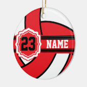 Rood en wit Volleybal met ZY Tekst Keramisch Ornament (Links)