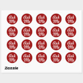 Rood en wit Vraag me leraar Ronde Sticker (Vel)