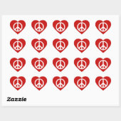 Rood en Wit Vredessymbool Hart Sticker (Vel)