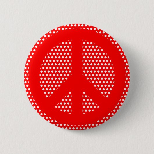 Rood en wit vredessymbool ronde button 5,7 cm (Voorkant)