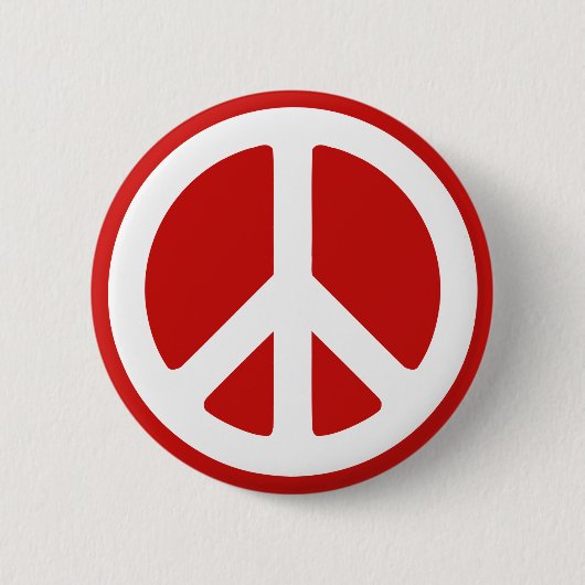 Rood en Wit Vredessymbool Ronde Button 5,7 Cm (Voorkant)