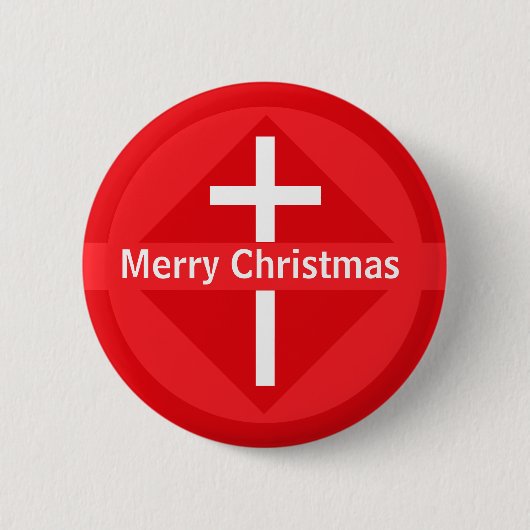 Rood en wit vrolijk Christelijk kerstkruis Ronde Button 5,7 Cm (Voorkant)