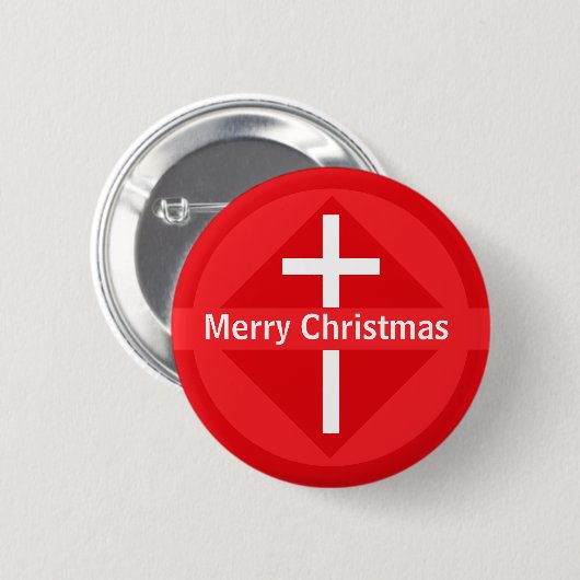 Rood en wit vrolijk Christelijk kerstkruis Ronde Button 5,7 Cm (Voorkant /achterkant)