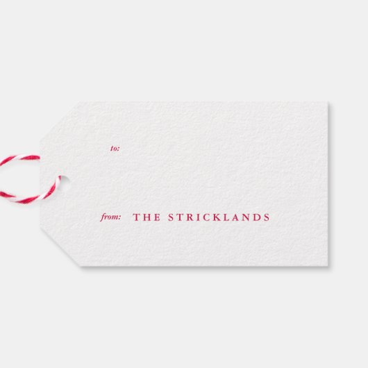 Rood en wit Vrolijk kerstcadeau Label Cadeaulabel (Achterkant Horizontaal)