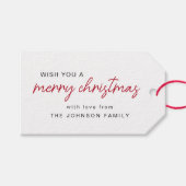 Rood en wit vrolijk kerstfeest cadeaulabel (Voorkant (Horizontaal))