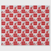 Rood en wit Vrolijk Kerstfeest Custom Photo Holida Cadeaupapier (Vlak)