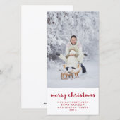 Rood en wit vrolijk kerstfeest | Foto Feestdagenkaart (Voorkant / Achterkant)
