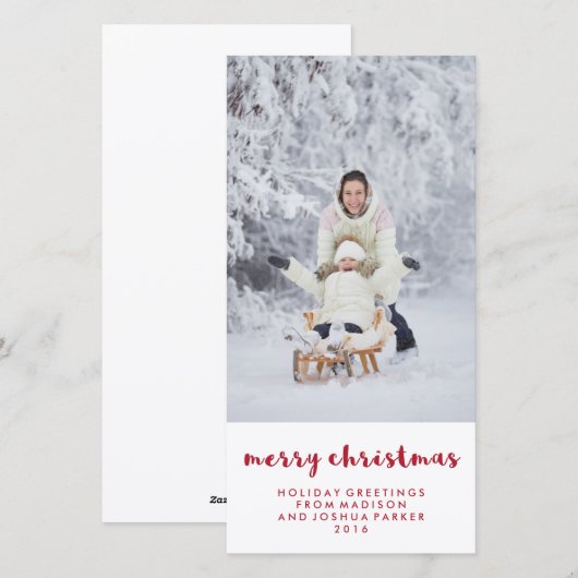 Rood en wit vrolijk kerstfeest | Foto Feestdagenkaart (Voorkant / Achterkant)