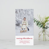 Rood en wit vrolijk kerstfeest | Foto Feestdagenkaart (Staand voorkant)