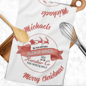 Rood en Wit Vrolijk Kerstfeest Gepersonaliseerd Theedoek