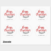 Rood en Wit Vrolijk Kerstfeest Gepersonaliseerde S Ronde Sticker (Vel)