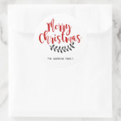 Rood en Wit Vrolijk Kerstfeest Gepersonaliseerde S Ronde Sticker (Tas)