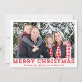 Rood en Wit Vrolijk Kerstmis Fotokaarten Feestdagenkaart (Voorkant)