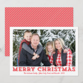 Rood en Wit Vrolijk Kerstmis Fotokaarten Feestdagenkaart (Voorkant / Achterkant)