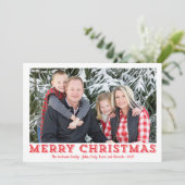 Rood en Wit Vrolijk Kerstmis Fotokaarten Feestdagenkaart (Staand voorkant)