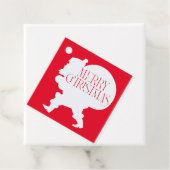 Rood en wit Vrolijk Kerstmis Santa Silhouet Bedankjes Labels (In situ)