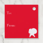 Rood en wit Vrolijk Kerstmis Santa Silhouet Bedankjes Labels (Achterkant)