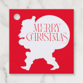 Rood en wit Vrolijk Kerstmis Santa Silhouet Bedankjes Labels (Voorkant)
