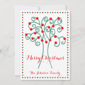 Rood en wit vrolijke kerstboom feestdagenkaart (Voorkant)