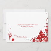 Rood en Wit Vrolijke Kerstboom met Herten Kaart (Achterkant)