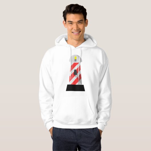 Rood en wit Vuurtoren Mannen Hoodie (Voorkant volledig)