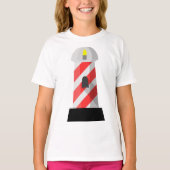 Rood en Wit Vuurtoren Meisjes T-shirt (Voorkant)