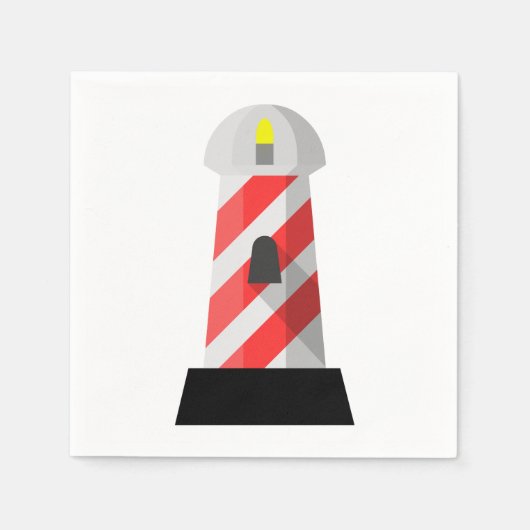Rood en wit Vuurtoren Papieren servetten (Voorkant)