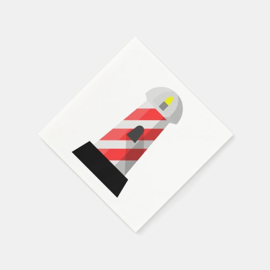 Rood en wit Vuurtoren Papieren servetten (Hoek)