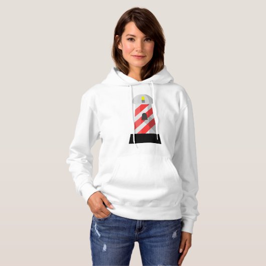 Rood en wit Vuurtoren Vrouwen Hoodie (Voorkant volledig)