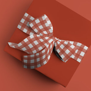 Rood en wit Waterverf Gingham Satin Satijnen Lint