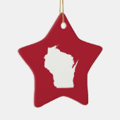 Rood en wit Wisconsin Keramisch Ornament (Rechts)