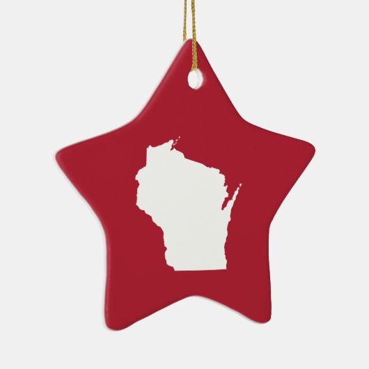 Rood en wit Wisconsin Keramisch Ornament (Rechts)