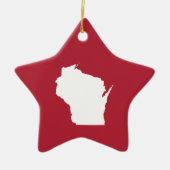 Rood en wit Wisconsin Keramisch Ornament (Voorkant)