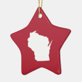 Rood en wit Wisconsin Keramisch Ornament (Links)
