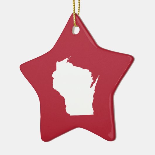 Rood en wit Wisconsin Keramisch Ornament (Links)