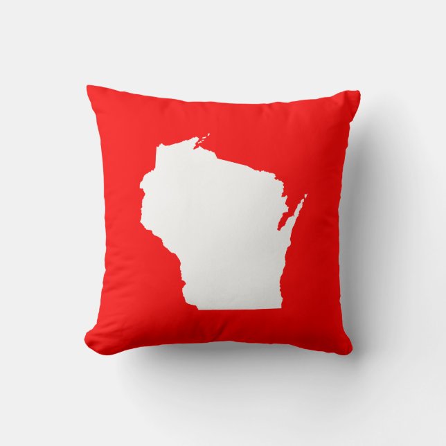 Rood en wit Wisconsin Kussen (Voorkant)